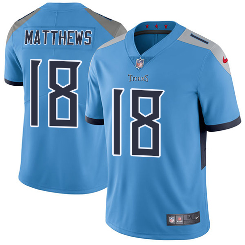 Nike Titans #18 Rishard Matthews Light Blue Team Color Men's Stitched NFL Vapor Untouchable Limited Jersey